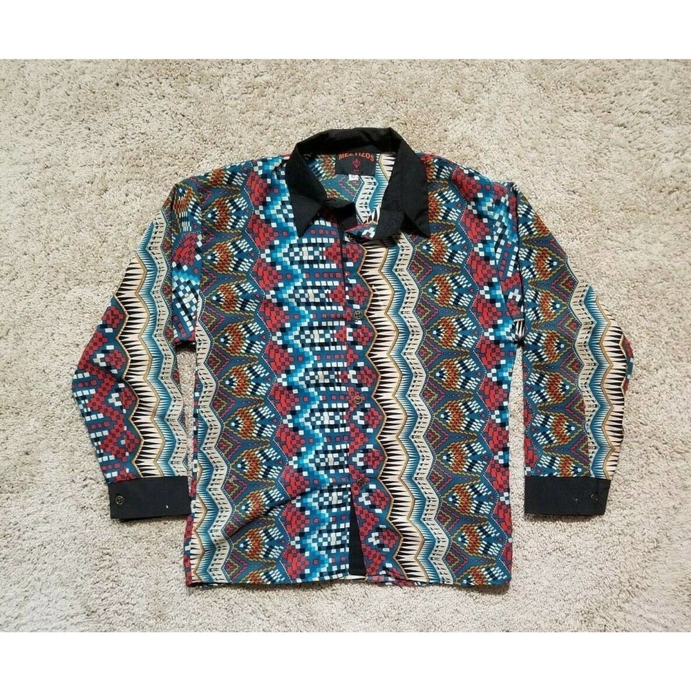 Meztizos Shirt Womens 12 Button Up Geometric Western Long Sleeve Polyester
